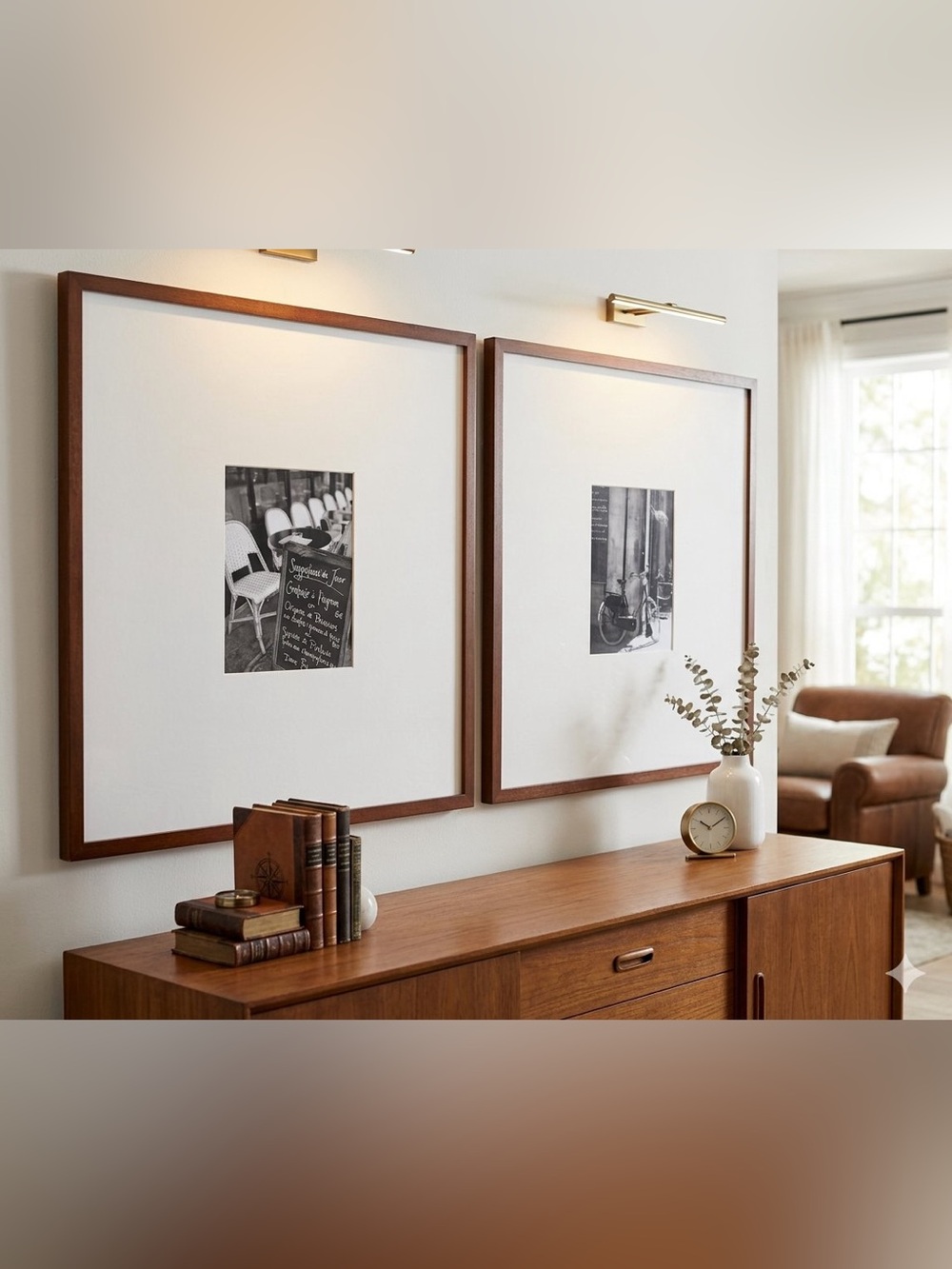 ✨ Pottery Barn Framed Art Set of 2 Black & White European Street Photography ✨